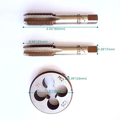 AtticZone M12 x 1.25 Metric Hand Thread Tap and Die Set, Right Hand - size: M12x1.25