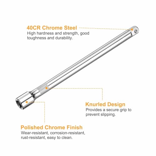 HARFINGTON 1pcs Socket Extension Bar 1/2" Drive 10" Long Extension Bars - size: 1/2" x 10"