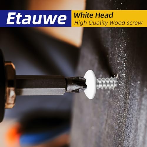 100 PCS #6 x 3/4" Wood Screws, Alloy Steel Truss Head Self Tapping Screws, White Head, Full Thread, Screwdriver Bit Included - color: White, size: #6 x 3/4"