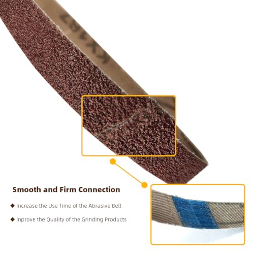 1/2 x 13 Inch Sanding Belts, 10 Pack Aluminum Oxide Abrasive Sandpaper, Multi-Grit Sanding Belts for Belt Sander, Ideal for Wood Metal Leather Polishing & Finishing