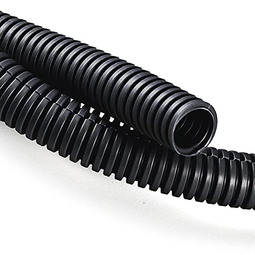 20FT 1/4in Wire Loom Split Tubing Auto Wire Conduit Flexible Cover Black - color: Black, size: 20FT 1/4"