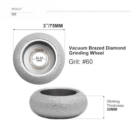 SHDIATOOL 3 Inch Profile Hand Diamond Wheel Height 30mm Convex Curve Edge Grinding for Stone Marble Granite Rock Grit#60 - size: Height 30mm