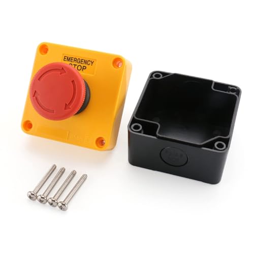 BAOMAIN Red Sign E-Stop Button, 1NO1NC 660V 10A Waterproof Switch Station - style: 1NC1NO-Emergency Stop