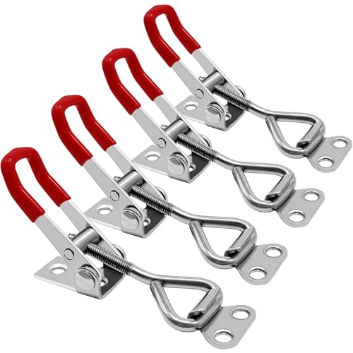 CUKAYO 4pcs Toggle Latch Clamp, 304 Stainless Steel Pull Hasp Latches, Quick Release Hand Tool Toggle Clamp for Smoker Lid Jig,Case Trunk,220Lbs Holding Capacity