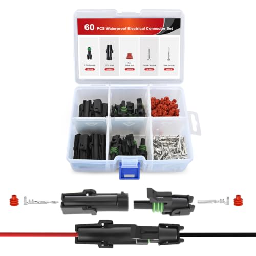 Nilight 60PCS 10 Kits 1 Pin Waterproof Automotive Electrical Connector Kit - size: 1Pin Spark Plug Connector 60PCS