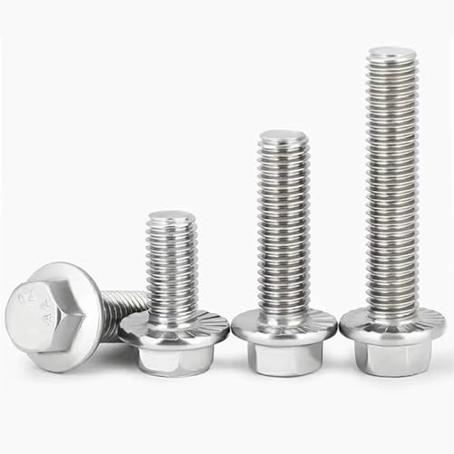 M8-1.25 x 35mm Flanged Hex Head Bolts Flange Hexagon Screws, Stainless Steel 18-8 (304), Plain Finish，15PCS - size: M8x35, style: Flange Head