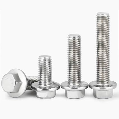 M8-1.25 x 35mm Flanged Hex Head Bolts Flange Hexagon Screws, Stainless Steel 18-8 (304), Plain Finish，15PCS - size: M8x35, style: Flange Head