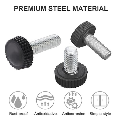 195PCS 12 Size Thumb Screws Carbon Threaded Knurled Knob Mounting Screw Grip Knobs Handle Bolts Round Clamping Screws Hose Clips for Kinds of Stand and Machine(M4、M5、M6) - size: M4/M5/M6