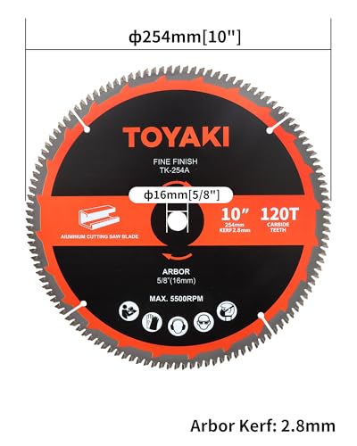 10-Inch Miter Saw Blade, TCG Aluminum Working 120-Tooth Ultra-Fine Finish Professional Saw Blade for Miter Saws Table Saws and Circular Saws,Arbor 5/8-inch(16mm) - size: 10"_120T_arbor(16mm)
