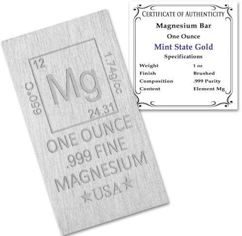 1 oz Magnesium Bar (Flat Style) .999 Pure Paperweight - color: Magnesium