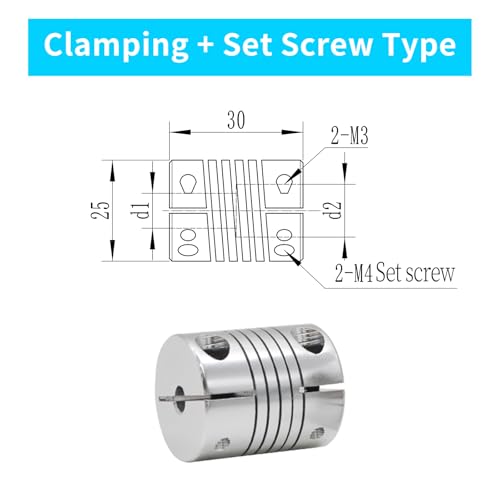 2 Pieces 10mm to 12mm Stepper Motor Shaft Coupling 30mm Length 25mm Diameter Shaft Coupler Aluminum Alloy Joint Connector for 3D Printer CNC Machine DIY Encoder - size: 10mm to 12mm