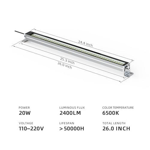 LED Workshop Light - CNC Machine Work Tube Industrial Lighting, LED Work Lamp for Machine Tools and Lathe 110V to 220V Universal (20W) - style: 20W