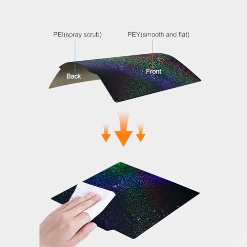 BORDSTRACT Double-Sided Build Plate, PEY Starry Sky + PEI Spray Texture Spring Steel 220x220mm Without Soft Magnetic Base, Printing Platform for K1/K1 Max Model 3D Printer - style: PEY starry sky + PEI spray 220x220mm