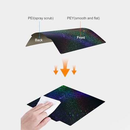 BORDSTRACT Double-Sided Build Plate, PEY Starry Sky + PEI Spray Texture Spring Steel 220x220mm Without Soft Magnetic Base, Printing Platform for K1/K1 Max Model 3D Printer - style: PEY starry sky + PEI spray 220x220mm
