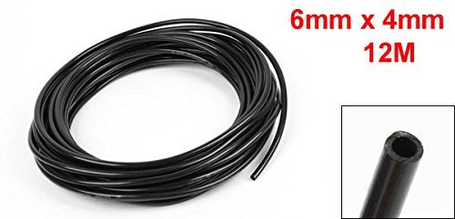 URBEST 6mm x 4mm 12 Meter 39.4ft Pneumatic Air PU Hose Pipe Tube Black for Push Type Quick Fittings