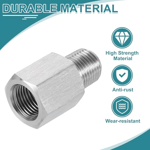 uxcell Pipe Fitting Reducing Adapter, 1/8" NPT Male x G1/8" Female 304 Stainless Steel Reducer Connector for Water Oil Air Pressure Gauge, Silver - size: 1/8" NPT x G1/8"