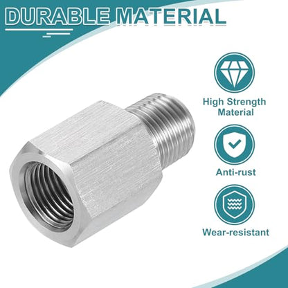 uxcell Pipe Fitting Reducing Adapter, 1/8" NPT Male x G1/8" Female 304 Stainless Steel Reducer Connector for Water Oil Air Pressure Gauge, Silver - size: 1/8" NPT x G1/8"