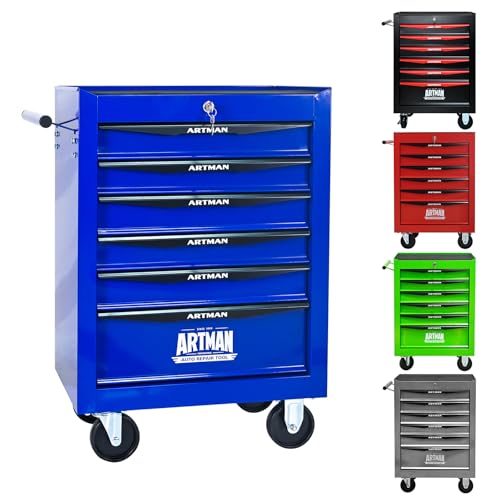 6-Drawer Rolling Tool Chest, Lockable for Garage, Blue - color: Blue, size: 6-Drawers