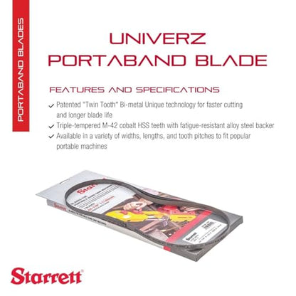Starrett Univerz Bi-Metal Portaband Saw Blade, 3' 8-7/8" Length, 1/2" Width - style: 14-18 TPI