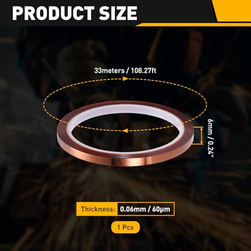 uxcell Heat Tape, 6mm x 33m (108ft) Polyimide Heat Transfer Sublimation Tape No Residue High-Temperature Resistant Tapes for Heat Press Soldering Circuit Board, Brown - size: 6mm x 33m (108ft)