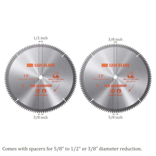 Circular Saw Blade - [12-inch x 120 Teeth x 5/8-inch Arbor] Circular Cutting Blade with 5/8" to 3/8" Washer Adapter for Woodworking Plastic Use, 0.118-inch Kerf - size: 12-inch x 120T