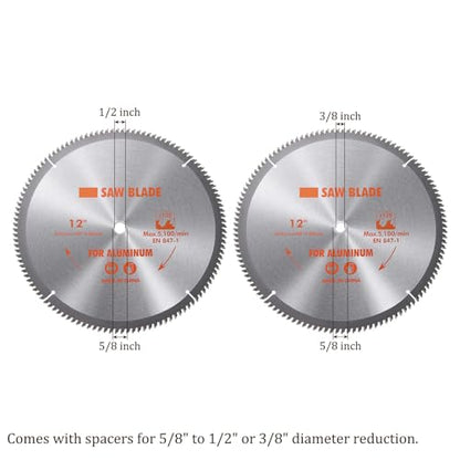 Circular Saw Blade - [12-inch x 120 Teeth x 5/8-inch Arbor] Circular Cutting Blade with 5/8" to 3/8" Washer Adapter for Woodworking Plastic Use, 0.118-inch Kerf - size: 12-inch x 120T