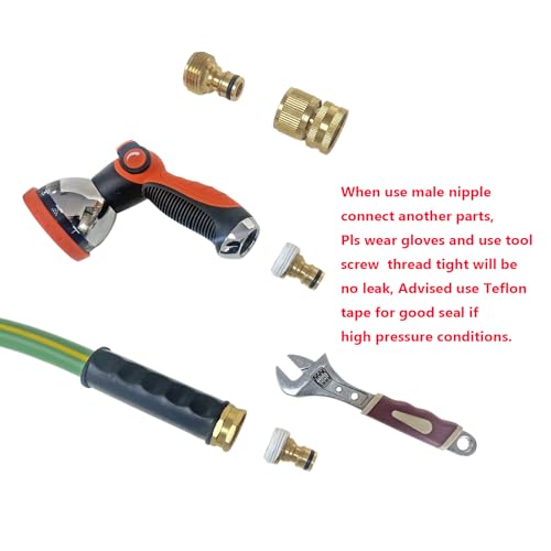 HQMPC Garden Hose Quick Connect Solid Brass Quick Connector Garden Hose Fitting Water Hose Connectors Garden Hose Disconnect 3/4 inch GHT (2Sets) (2Female+2Male) - size: 2 Sets