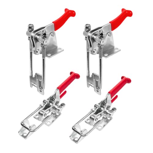 POWERTEC 20346 4PK Toggle Clamps w/Adjustable U Bolt Latch, 90 Degree Vertical (40344) and Self-Lock (40341), 2 of Each, for Woodworking Jigs & Fixtures, Smoker, Tire Carrier, Tool Box, Cabinet - size: 40344+40341, 4PK