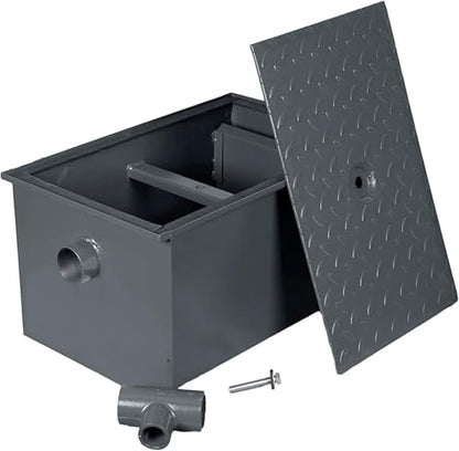 20 LB Carbon Steel Grease Trap Interceptor for Restaurant Under Sink Kitchen, Commercial Grease Interceptor for Dishwashers & Sinks, Oil Separator for Food Trucks, Cafes & Commercial Kitchens