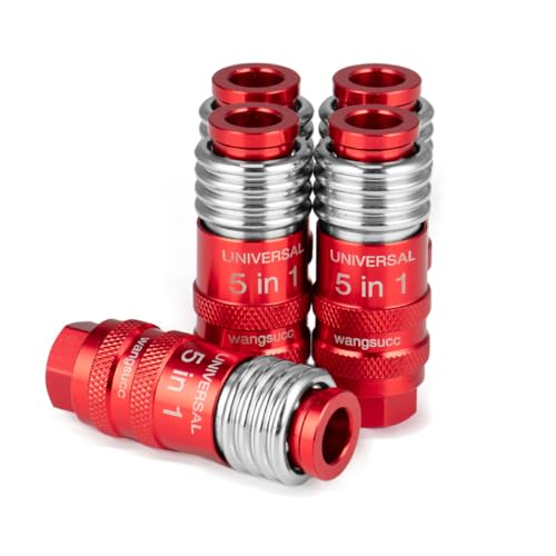 5 In 1 Universal Quick Industrial Connect Coupler Air Hose Fittings 1/4” Body Size 5-in-1 Quick Connect Air Fitting Air Compressor Accessories Fitting (5 PCS) - style: 5 -Piece