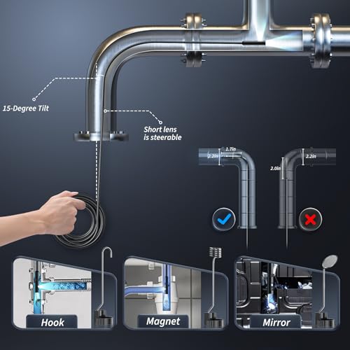 Endoscope Camera with Light, 1920P HD Borescope Tools, Dual Lens(16.5FT) - size: 16.5FT