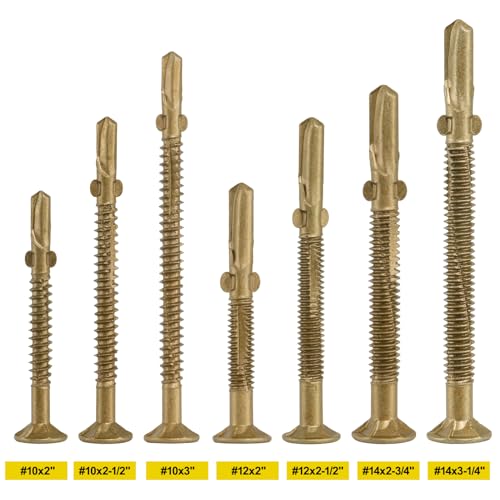 #14 x 3-1/4 Self-Tapping Trailer Deck Screws,161PcsT25 Star Bits Screws - color: Gold, size: #14 x 3-1/4in 161pcs