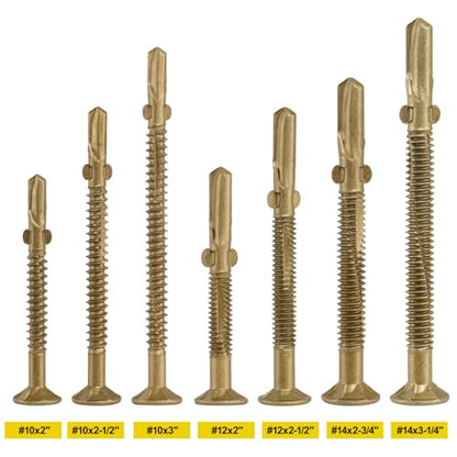 #10 x 2 Self-Tapping Trailer Deck Screws,511PcsT25 Star Bits Screws - color: Gold, size: #10 x 2in 511pcs