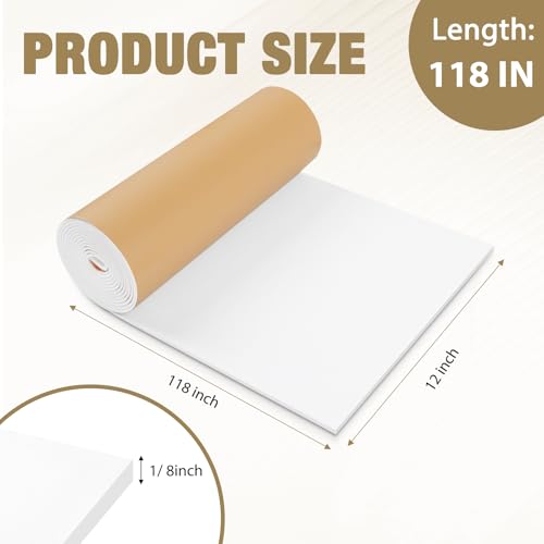 LSGCQ Sponge Neoprene Foam Padding Self Adhesive Foam Sheets, White - color: White, size: 12" Wide x 1/8" Thick x 118" Long