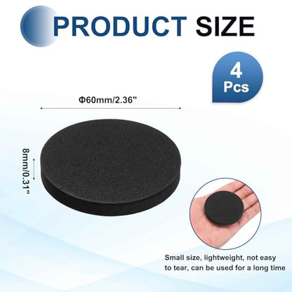 MECCANIXITY Single Sided Speaker Isolation Pads, 60mmx8mm Round Black Non Slip EVA Acoustic Foam Pads Feet Anti-Vibration Base for Decks Speaker Subwoofer HiFi Sound System, Pack of 4 - size: 60mmx8mm