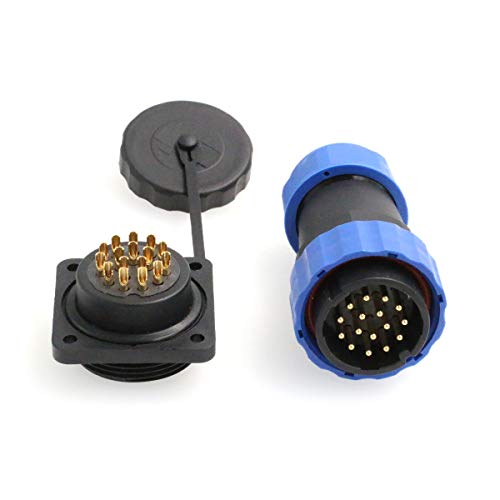 HangTon HE29 16 Pin Power Plastic Connector Waterproof IP68 Circular Threaded Male Female Plug Panel Socket 4-Screw (16 pin 10A 380V) - size: 16 pin 10A 380V