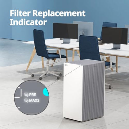 COWAY Air Purifiers for Large Room Whole Home Up to 4,253ft², 2 Sets of XL Washable Pre-Filters and HEPA Filters for Dual Purification, AQI, Turbo Mode, Timer, Wheels, 5yr Warranty, ProX(W) - style: AIRMEGA ProX White