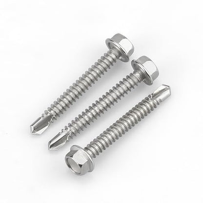 #12 x 2-3/4" (50 Pack) Hex Washer Head Self Drilling Screws (5/8" to 6" Available), 410 Stainless Steel Self Tapping Sheet Metal Screws, No Pre-drilled Needs - size: #12 x 2-3/4"