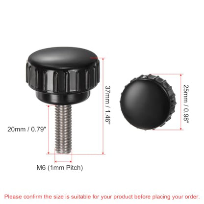 uxcell 4pcs Knurled Clamping Knobs M6 x 20mm Metric 304 Stainless Steel Male Thread Thumb Screw on Type 25mm Plastic Round Head Threaded Hand Bolt Stud Knobs Black - size: M6 x 20mm x 25mm