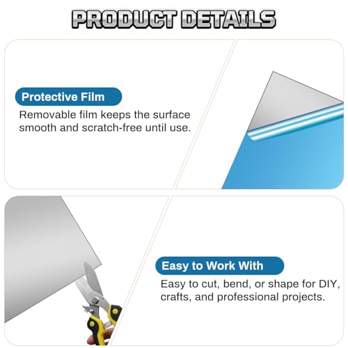 430 Stainless Steel Sheet Metal, 12" x 12", 22 Gauge (0.8mm) Stainless Steel Plate, Cut to Size Metal Sheet for Crafts, Kitchen & Office, 1 Pack - size: 12" x 12" x 0.03"
