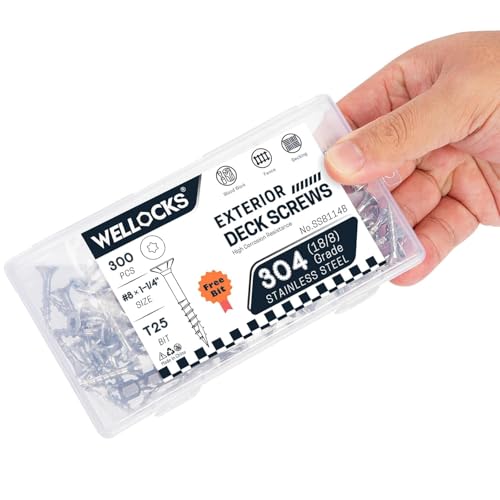 WELLOCKS #8 x 1-1/4 in 304 Stainless Deck Screws, 300 PCS - size: #8×1-1/4"