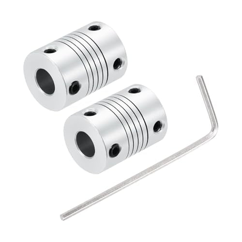 uxcell 2Pcs 4mm to 8mm Aluminum Alloy Shaft Coupling L25xD19 Flexible Coupler Beam for 3D Printer CNC Machine Encoders and Motors Shaft,Silver - size: 4mm to 8mm