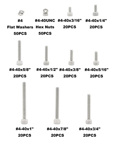 #4-40 UNC 304 SS Knurled Socket Head Cap Screws Nuts & Washers Kit - size: #4-40UNC