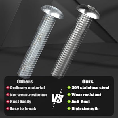 VGBUY 40Pcs 1/4-20 x 1-1/2" Button Head Socket Cap Bolts Screws, 304 Stainless Steel 18-8, Allen Hex Drive, Bright Finish, Fully Threaded, Hex Spanner Included (VG30308) - color: Silver, size: 1/4-20 x 1-1/2"