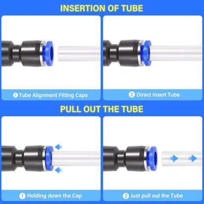 TAILONZ PNEUMATIC 1/8'' 1/4'' 5/16'' 3/8'' 1/2'' OD Straight Push to Connect Fittings Push Connectors Plastic Quick Release Connectors Air Line Fittings 50PCS - size: 1/8''OD/1/4''OD/5/16''OD/3/8''OD/1/2''OD