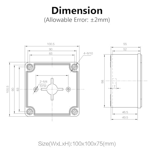 LeMotech IP67 Waterproof Junction Box ABS Plastic Project Box Dustproof Electrical Box Outdoor Enclosure for Electronics DIY Case Gray 3.9X 3.9X 3 inch (100x 100x 75 mm) - size: 3.9" x 3.9" x 3" (1pc)