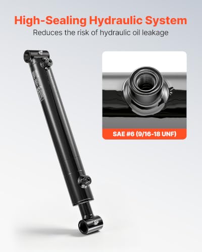 VEVOR Double Acting Hydraulic Cylinder, 2" Bore x 12" Stroke, Max 3500PSI Hydraulic Cylinder, Heavy-Duty Welded Cross Tube Cylinders with 1" Pin Hole & SAE #6 Port for Agricultural Machinery, Tractors - size: 2x12