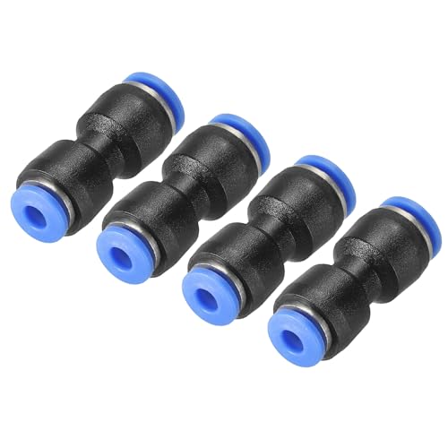 uxcell Push to Connector Fitting, 6mm to 4mm Tube OD Quick Connect Air Line Hose Pipe Fitting Straight Pneumatic Connector, Black 4Pcs - size: 6mm x 4mm