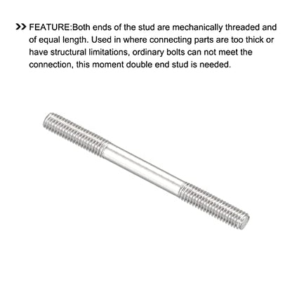 METALLIXITY Double Ended Stud Screws (M5 Thread 60mm Length) 10pcs, 304 Stainless Steel Dual Threaded Rod Bolts - for House Maintenance - size: M5x60mm