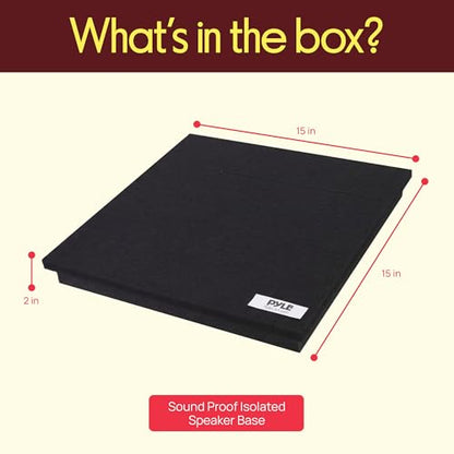 Sound Dampening Speaker Riser Foam - 15” x 15” Audio Acoustic Noise Isolation Platform Pads Recoil Stabilizer w/Rubber Base Pad For Studio Monitor, Subwoofer, Loud Speakers - size: 15.0" x 15.0" - inches